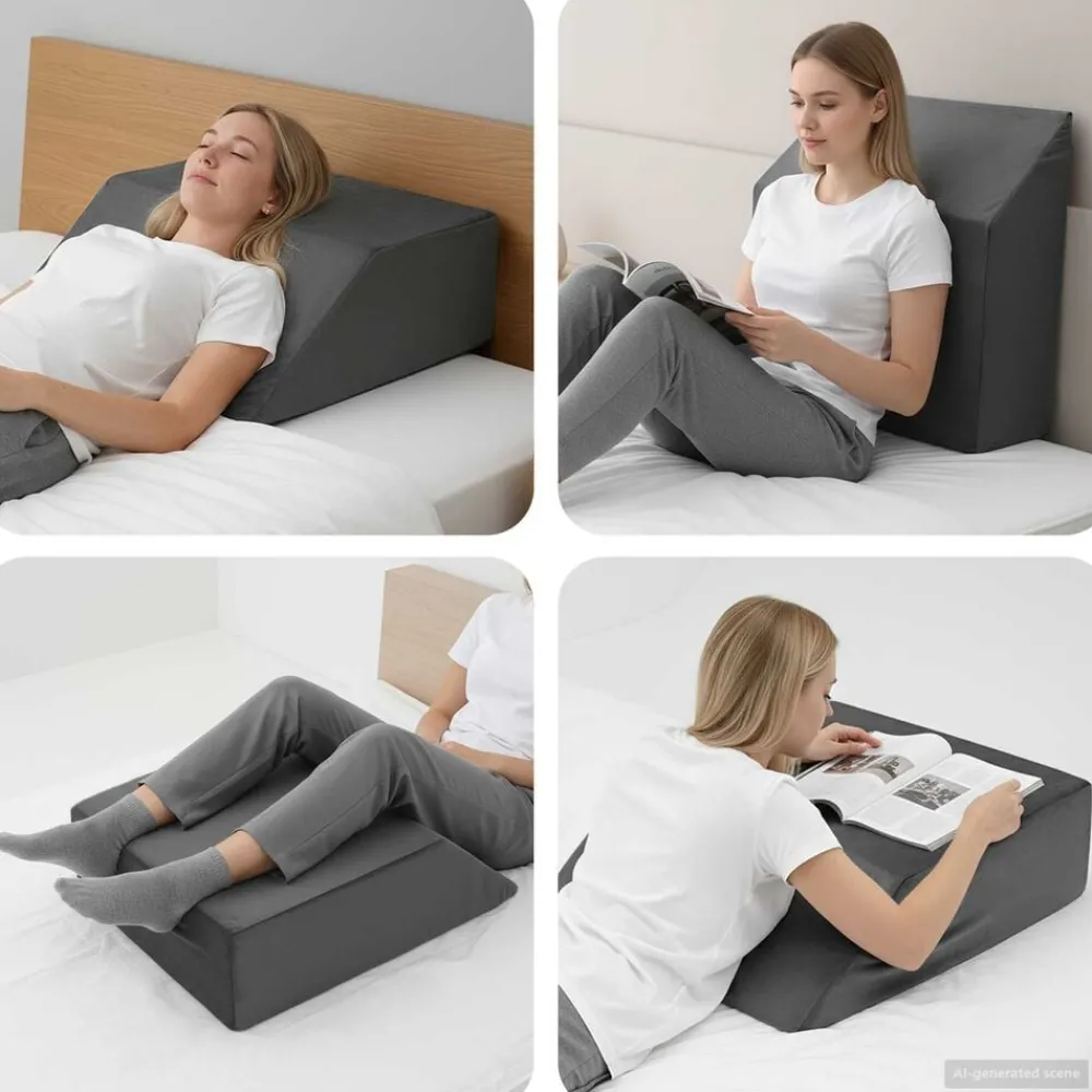Linnengoed*vidaXL Been Kussen Effen 63 x 52 x 19 cm PU Schuim Grijs