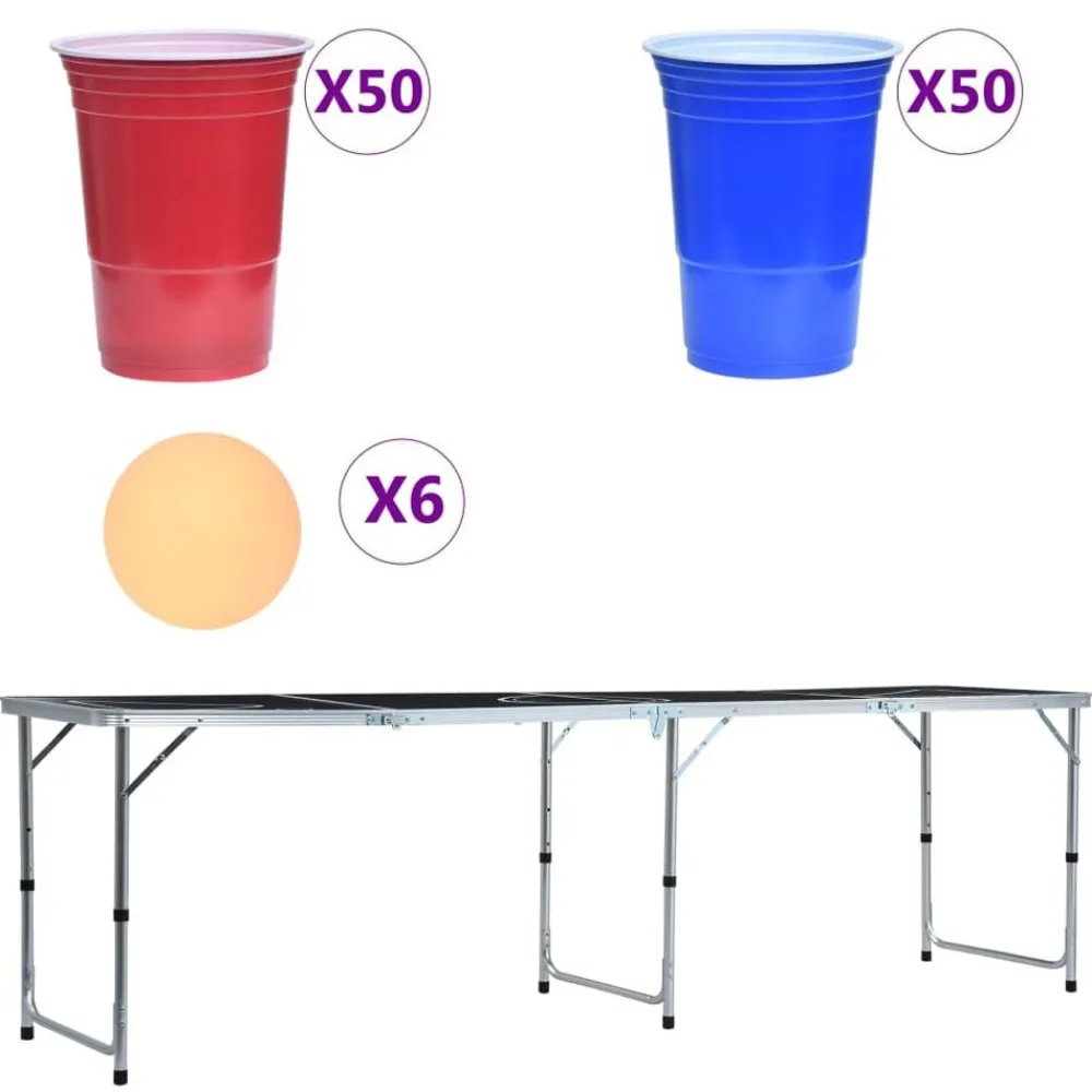 Kunst & Entertainment*vidaXL Bierpongtafel met bekers en ballen inklapbaar 240 cm