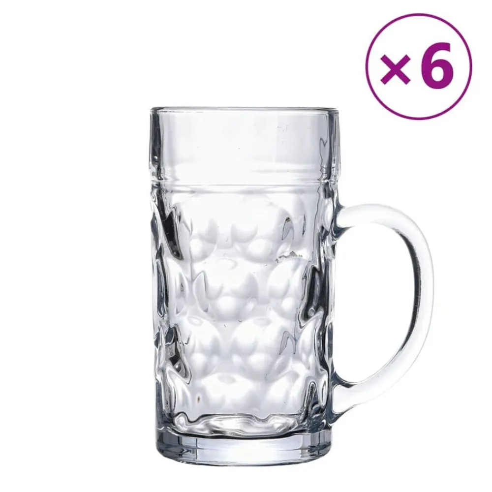 Keuken & Eetkamer*vidaXL Bierpullen met handvat 6 st 1000 ml glas