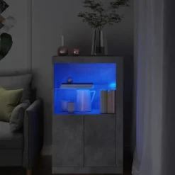 Kasten & Opbergmeubelen*vidaXL Bijzetkast met LED-verlichting bewerkt hout Betongrijs