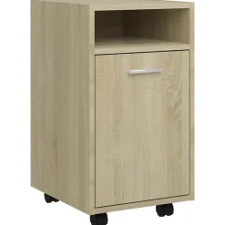 Kasten & Opbergmeubelen*vidaXL Bijzetkast met wielen 33x38x60 cm bewerkt hout Sonoma eiken