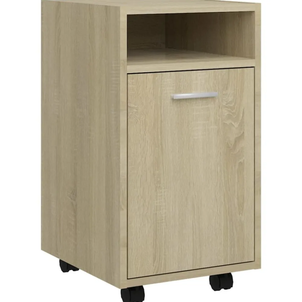 Kasten & Opbergmeubelen*vidaXL Bijzetkast met wielen 33x38x60 cm bewerkt hout Sonoma eiken
