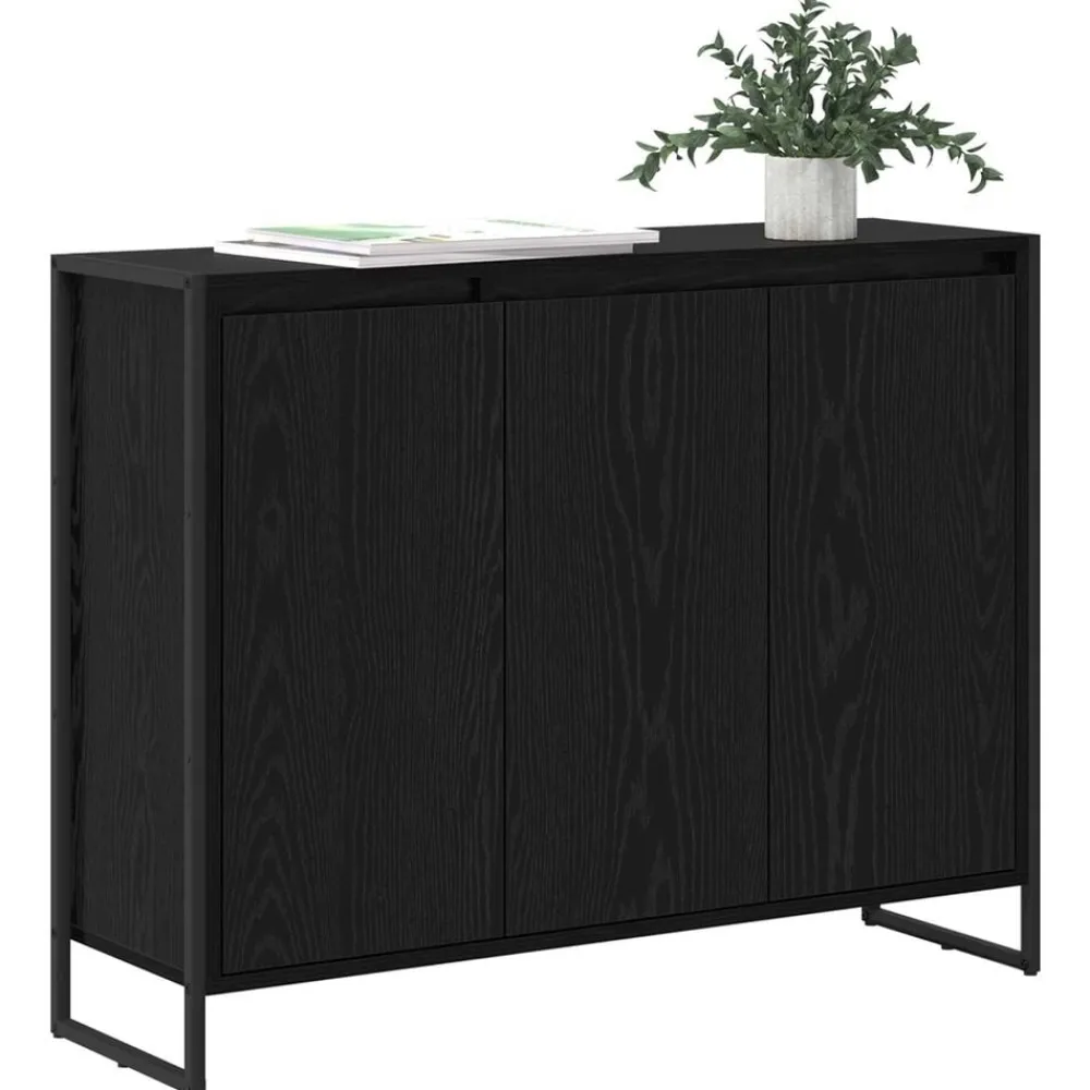 Kasten & Opbergmeubelen*vidaXL Bijzetkast 96,5 x 30 x 75 cm Bewerkt hout Zwart eiken
