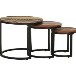 Tafels*vidaXL Bijzettafel 3 st massief gerecycled hout