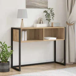 Tafels*vidaXL Bijzettafel Ambachtelijk eiken 100 x 36 x 75 cm Bewerkt hout artisanaal eikenkleurig