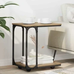 Tafels*vidaXL Bijzettafel Artisan Eiken 50 x 35 x 55.5 cm Bewerkt hout artisanaal eikenkleurig