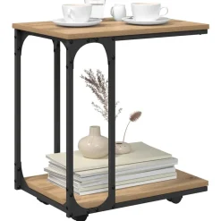 Tafels*vidaXL Bijzettafel Artisan Eiken 50 x 35 x 55.5 cm Bewerkt hout artisanaal eikenkleurig