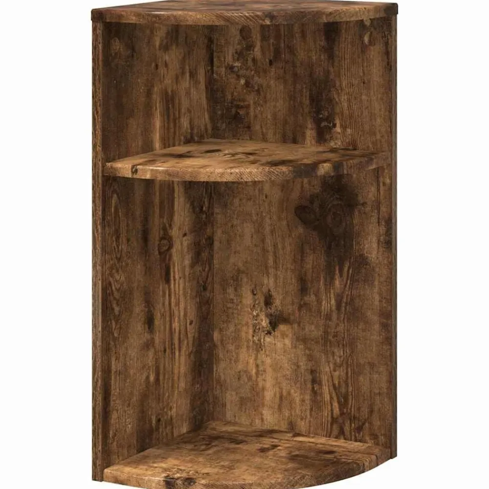 Tafels*vidaXL Bijzettafel 29,6 x 29,6 x 60 cm Bewerkt hout Gerookt eiken