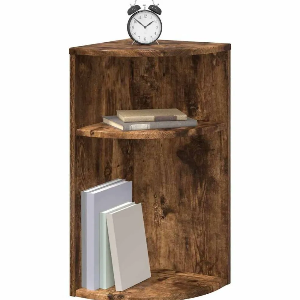Tafels*vidaXL Bijzettafel 29,6 x 29,6 x 60 cm Bewerkt hout Gerookt eiken
