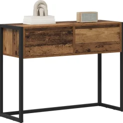 Bijzettafel met lade 100 x 36 x 75 cm Bewerkt hout><noscript><img width=