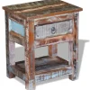 Tafels*vidaXL Bijzettafel met lade 43x33x51 cm massief gerecycled hout