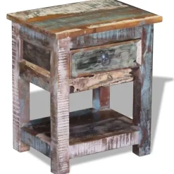 Tafels*vidaXL Bijzettafel met lade 43x33x51 cm massief gerecycled hout