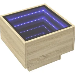 Bijzettafel met LED 40x40x30 cm bewerkt hout kleur><noscript><img width=