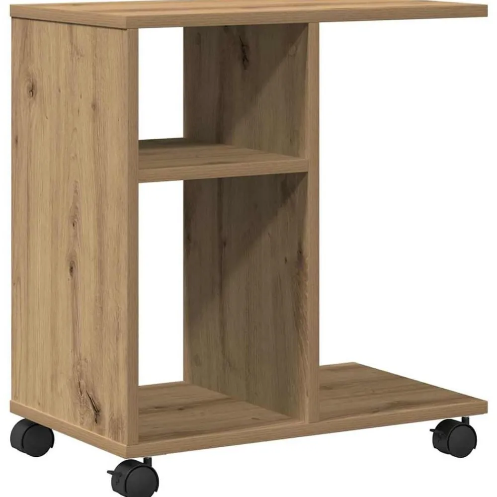 Tafels*vidaXL Bijzettafel met plank 50 x 30 x 55 cm artisanaal eikenkleurig