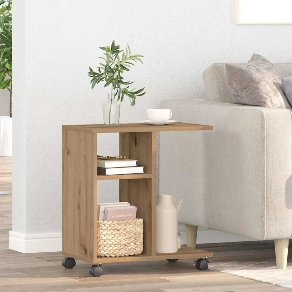 Tafels*vidaXL Bijzettafel met plank 50 x 30 x 55 cm artisanaal eikenkleurig