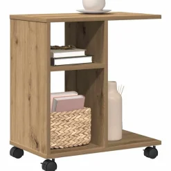 Tafels*vidaXL Bijzettafel met plank 50 x 30 x 55 cm artisanaal eikenkleurig