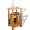 Bijzettafel met tijdschrifthouder 27x35x55 cm massief eikenhout>vidaXL