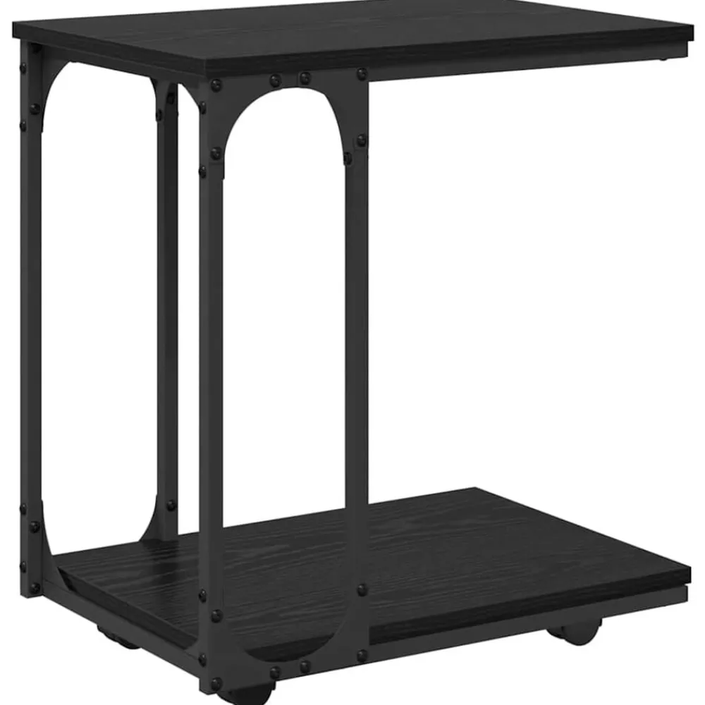 Bijzettafel met wiel 50 x 35 x 55.5 cm Bewerkt hout>vidaXL Discount