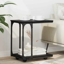 Bijzettafel met wiel 50 x 35 x 55.5 cm Bewerkt hout>vidaXL Discount