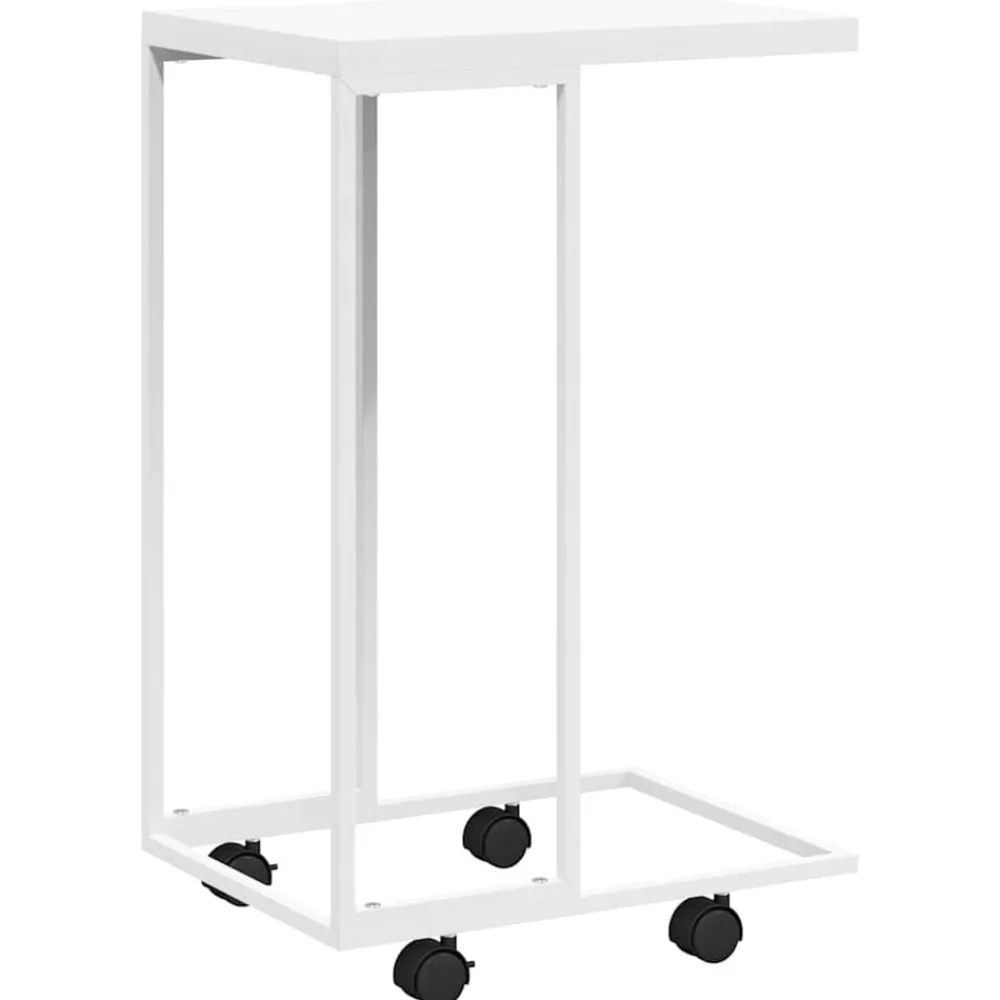 Tafels*vidaXL Bijzettafel met wieltjes 40x30x63,5 bewerkt hout Wit