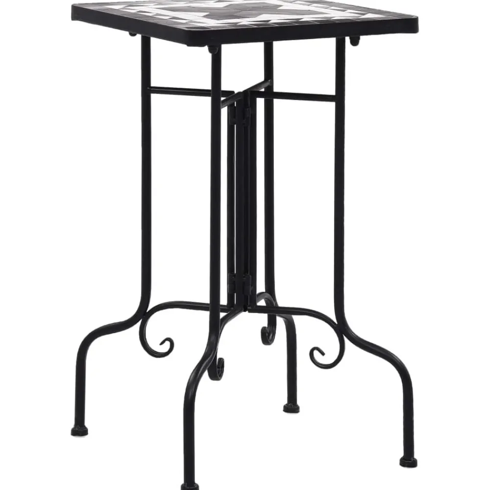 Tuin & Gazon*vidaXL Bijzettafel mozaïek keramiek en wit Zwart