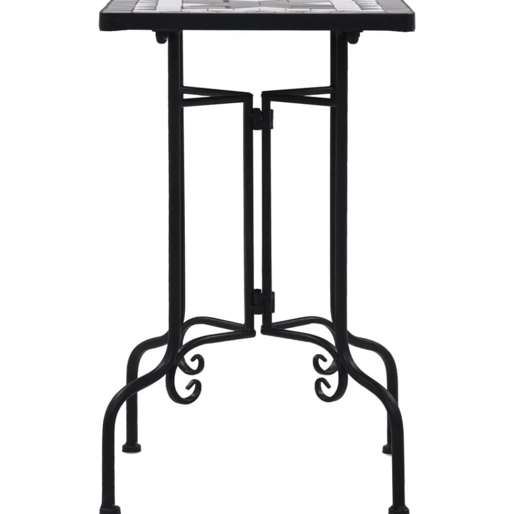 Tuin & Gazon*vidaXL Bijzettafel mozaïek keramiek en wit Zwart