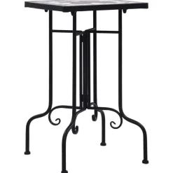 Tuin & Gazon*vidaXL Bijzettafel mozaïek keramiek en wit Zwart