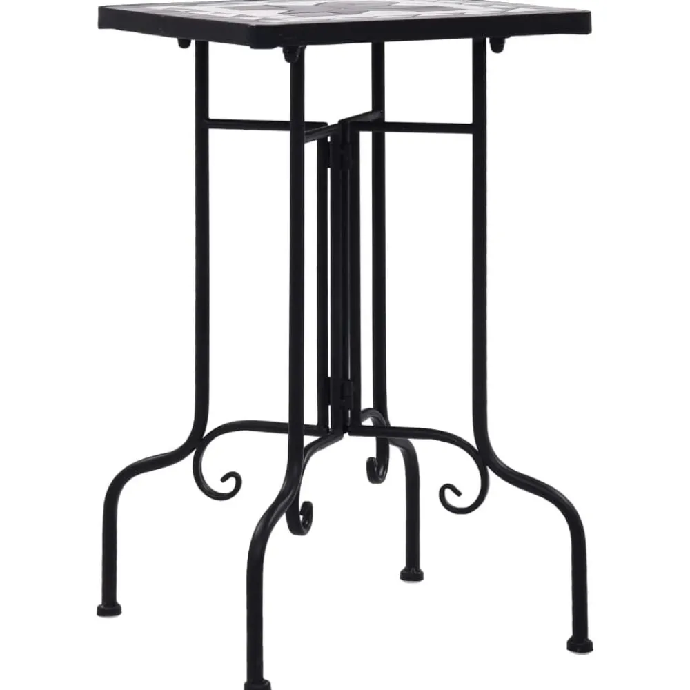 Tuin & Gazon*vidaXL Bijzettafel mozaïek keramiek en wit Zwart