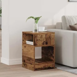 Tafels*vidaXL Bijzettafel Oudhout 30,5 x 30 x 45 cm Bewerkt hout Oud hout
