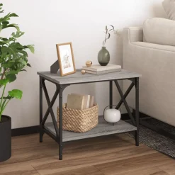 Bijzettafel 55x38x45 cm bewerkt hout eikenkleurig>vidaXL New