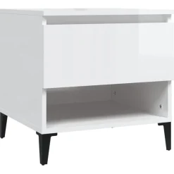 Tafels*vidaXL Bijzettafel 50x46x50 cm bewerkt hout Hoogglans wit
