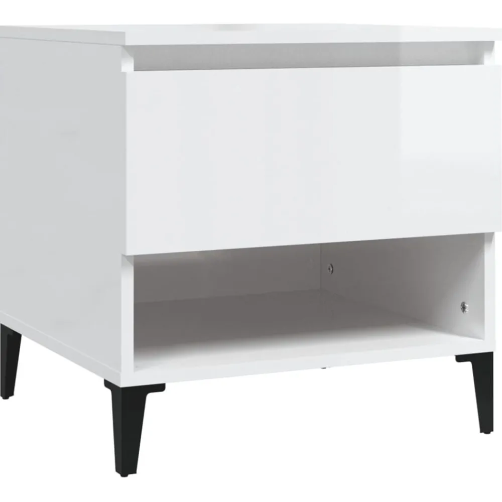 Tafels*vidaXL Bijzettafel 50x46x50 cm bewerkt hout Hoogglans wit