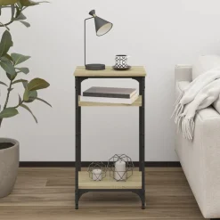 Tafels*vidaXL Bijzettafel 40x30x75 cm bewerkt hout kleurig Sonoma eiken
