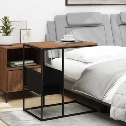 Tafels*vidaXL Bijzettafel 55x36x59,5 cm bewerkt hout zwart Zwart en bruin