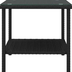 Tafels*vidaXL Bijzettafel 45x45x45 cm poly rattan en gehard glas Zwart
