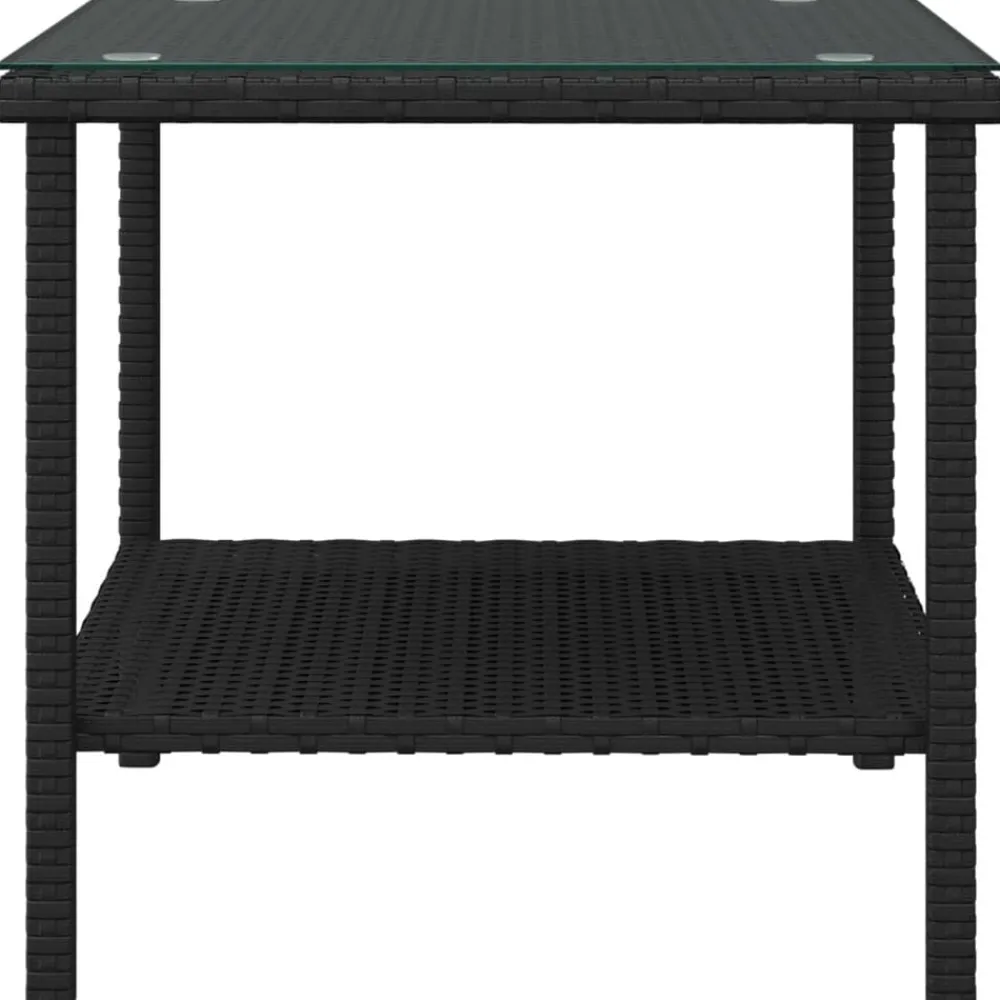Tafels*vidaXL Bijzettafel 45x45x45 cm poly rattan en gehard glas Zwart