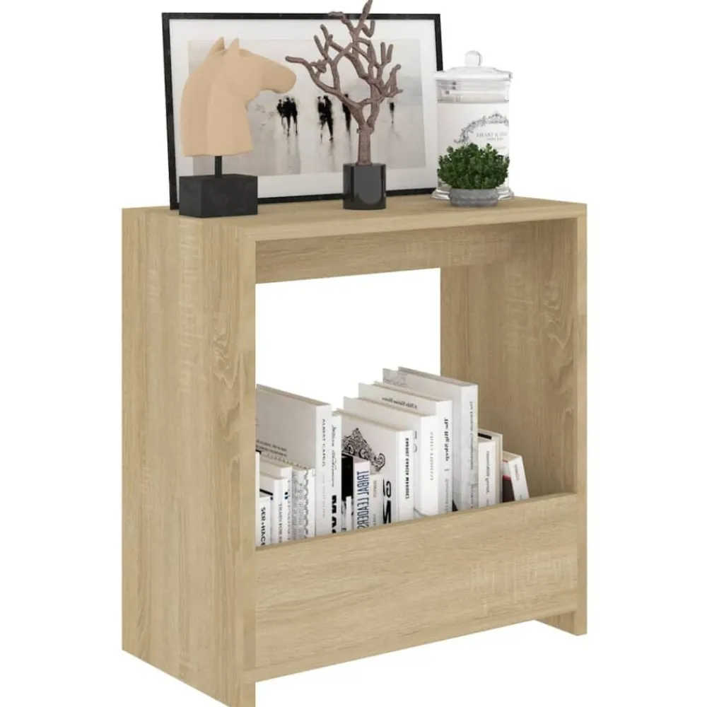 Tafels*vidaXL Bijzettafel 50x26x50 cm bewerkt hout kleurig Sonoma eiken