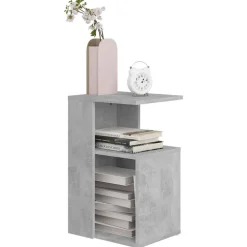 Tafels*vidaXL Bijzettafel 36x30x56 cm bewerkt hout Betongrijs