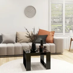 Tafels*vidaXL Bijzettafel 50x50x35 cm bewerkt hout Zwart