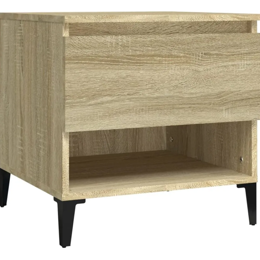 Tafels*vidaXL Bijzettafel 50x46x50 cm bewerkt hout kleurig Sonoma eiken