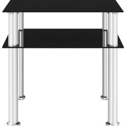 Tafels*vidaXL Bijzettafel 45x50x45 cm gehard glas Zwart