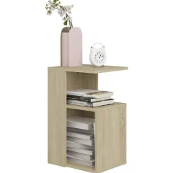 Tafels*vidaXL Bijzettafel 36x30x56 cm bewerkt hout kleurig Sonoma eiken