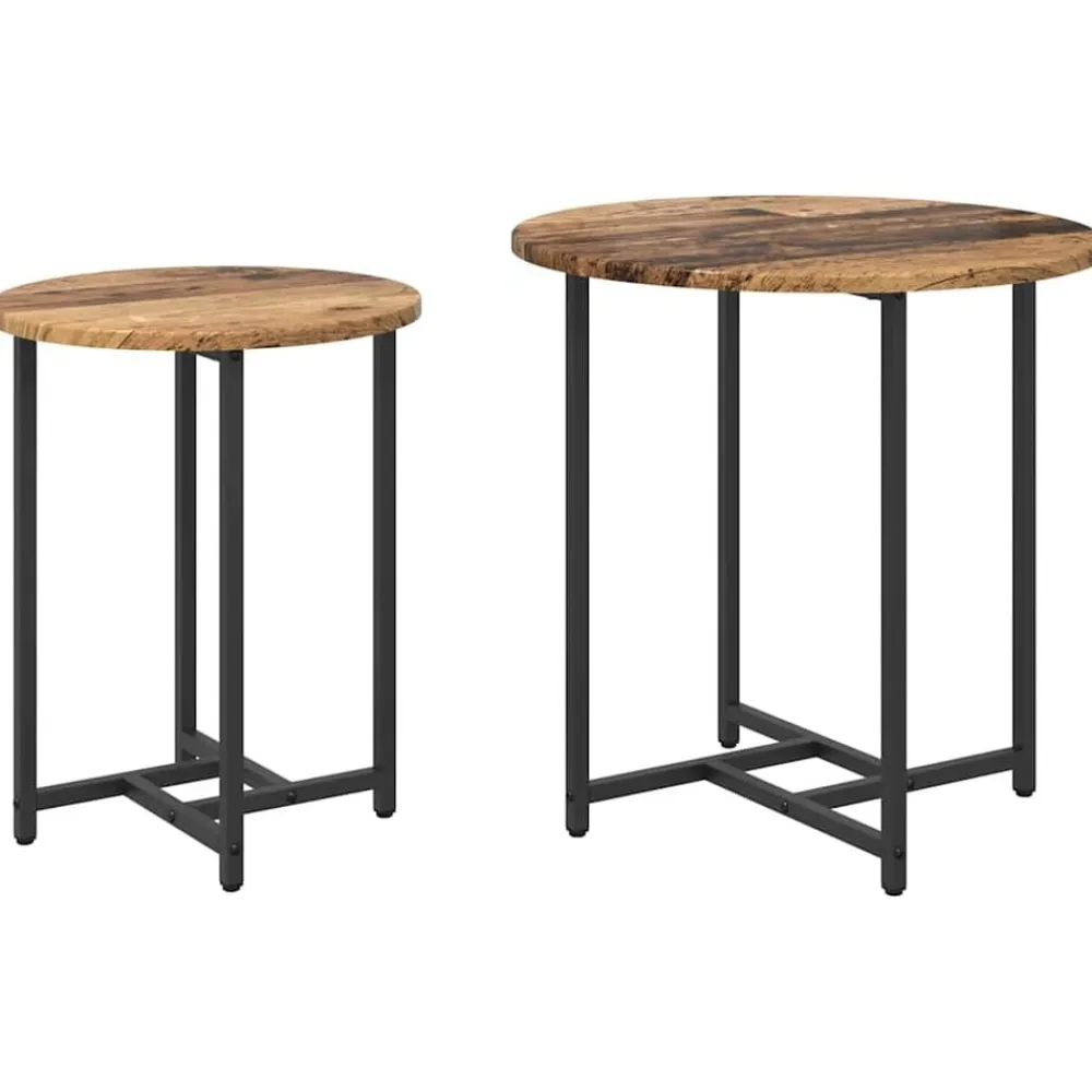 Tafels*vidaXL Bijzettafelset 2 pcs en Zwart Oud hout