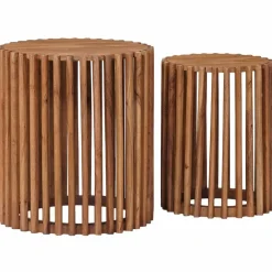Bijzettafelset met opslag met de deur Bruin 40 x 40 x 45 cm>vidaXL Sale