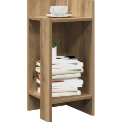 Tafels*vidaXL Bijzettafeltje met plank 25,5x27x60 cm artisanaal eikenkleur artisanaal eikenkleurig