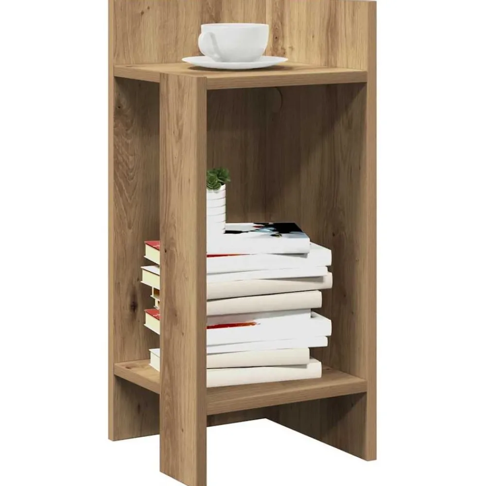 Tafels*vidaXL Bijzettafeltje met plank 25,5x27x60 cm artisanaal eikenkleur artisanaal eikenkleurig