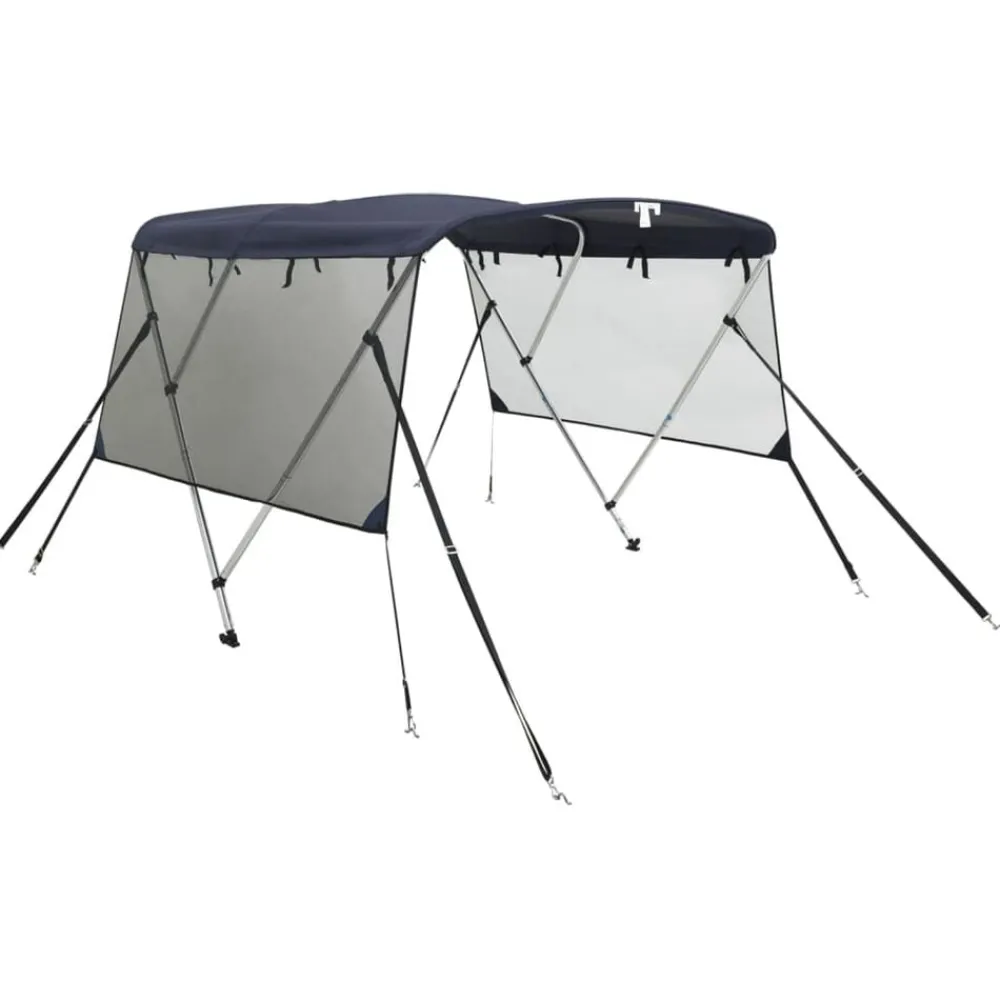 Voertuigonderdelen & -Accessoires*vidaXL Biminitop 3 bogen met mesh zijwanden 183x(137-152)x137 cm Blauw en zwart
