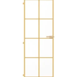 Binnendeur smal 76x201,5 cm gehard glas en aluminium goudkleur><noscript><img width=