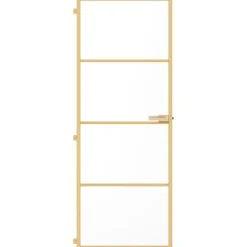 Binnendeur smal 76x201,5 cm gehard glas en aluminium goudkleur><noscript><img width=
