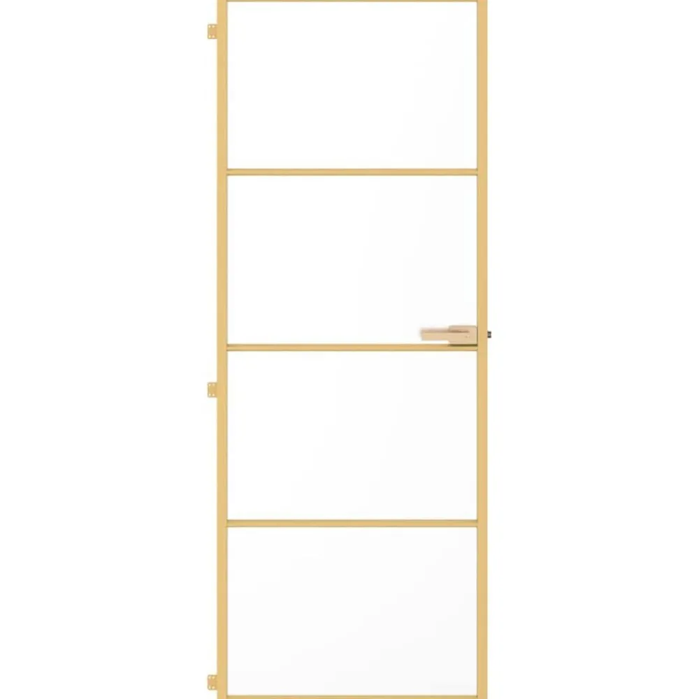 Binnendeur smal 76x201,5 cm gehard glas en aluminium goudkleur>vidaXL New